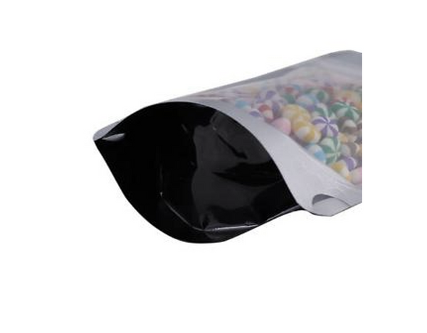 8 Oz Vista/Clear Front Black Foil Back Stand Up Pouch (500/case) - $0.173/pc